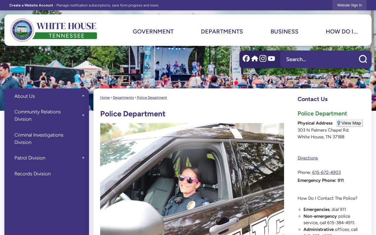 Robertson County White House Police Department booking-record source